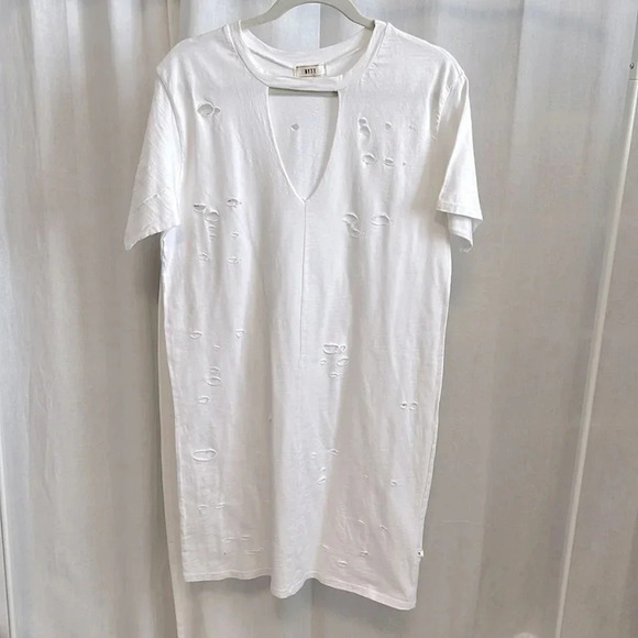 NWOT NYTT Cotton Distressed Cut Out Dress, Size L - Picture 4 of 11